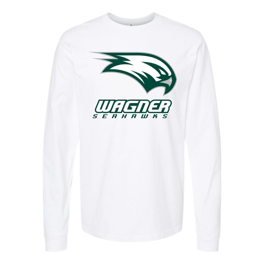 Men's Wagner Seahawks Logo Long sleeves Cotton Blend T-Shirt - White
