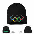 Olympic Ring Black Logo Black Beanie Hat