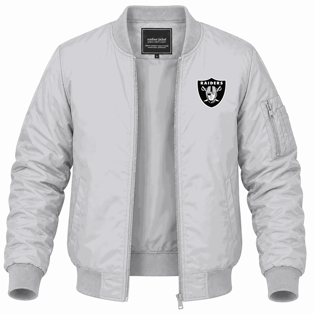 Men's Las Vegas Raiders Lightweight Bomber Jacket - Gray