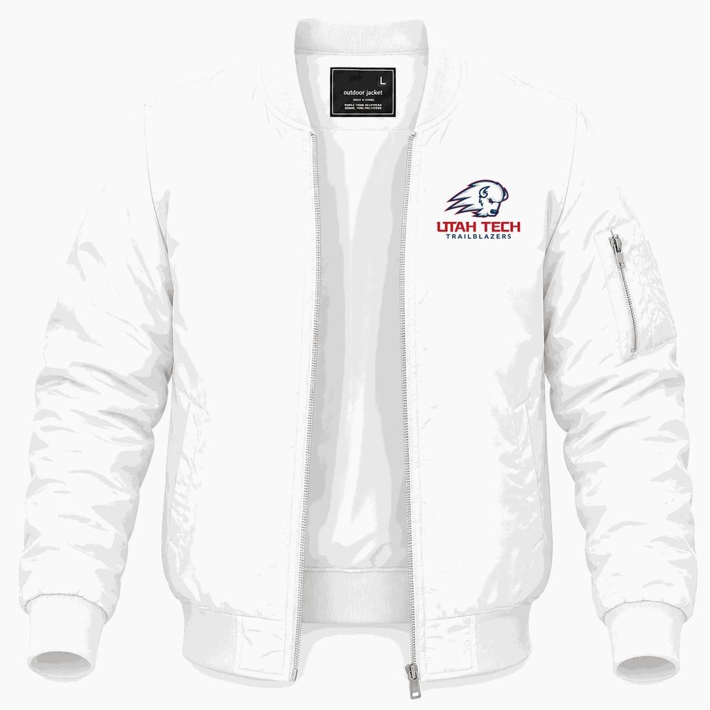 Men's Utah Tech Trailblazers Logo Lightweight Bomber Jacket - White
