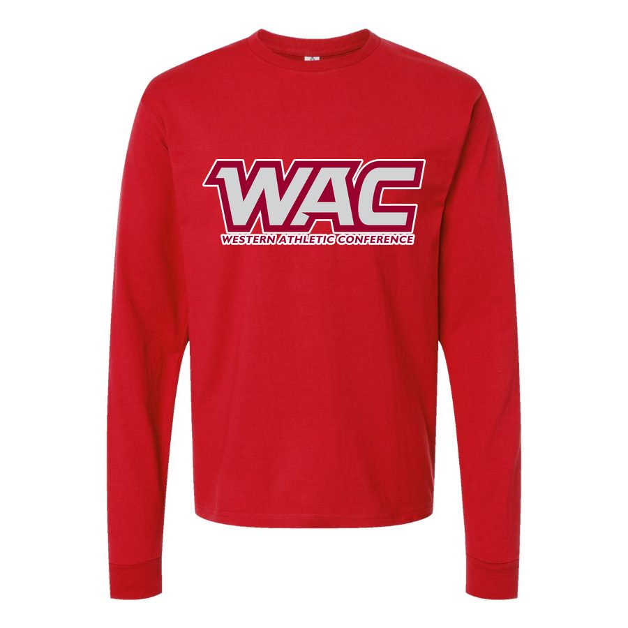 Men's Western Athletic Conference Logo2 Long sleeves Cotton Blend T-Shirt - Red