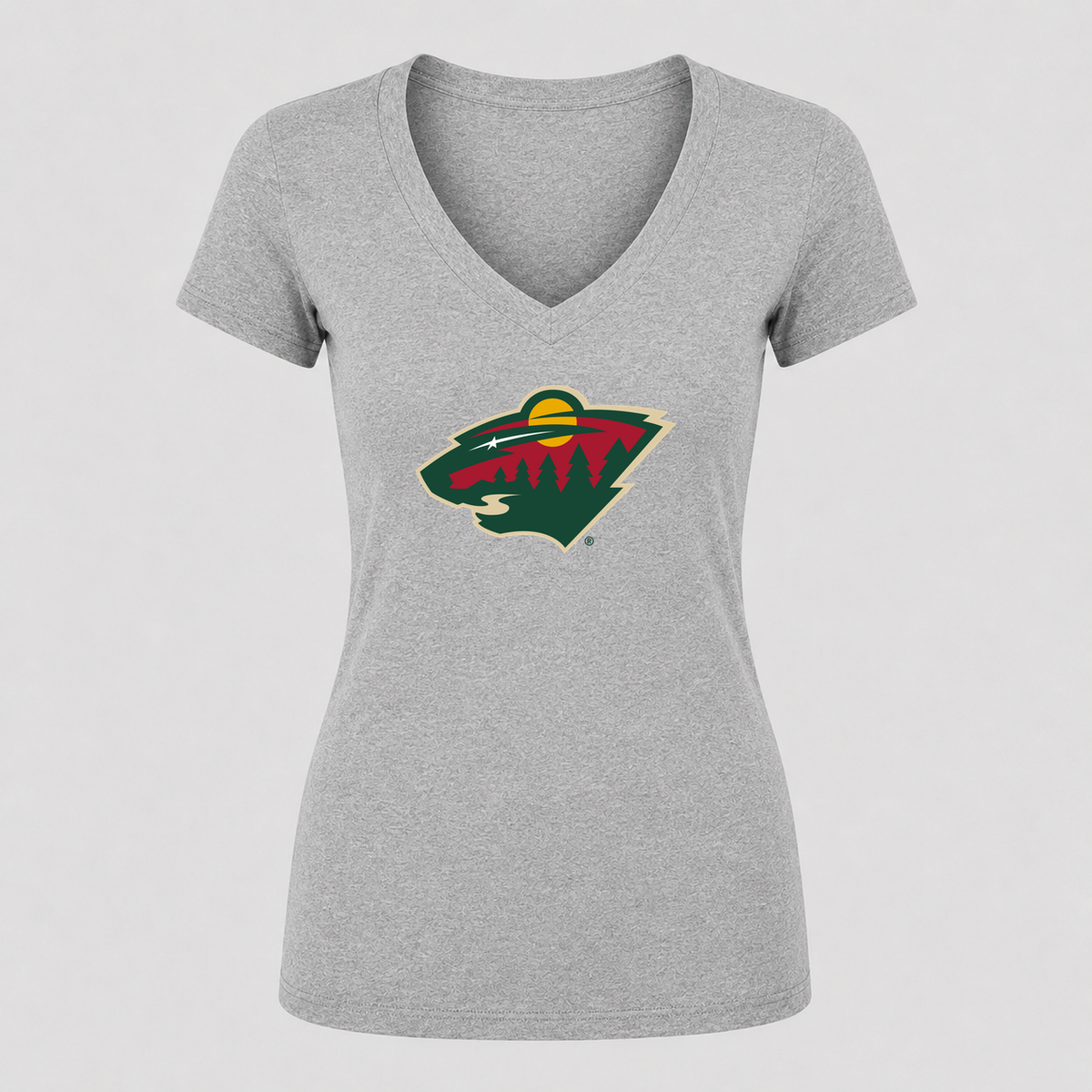 Women's Minnesota Wild V Neck T-Shirt in gray