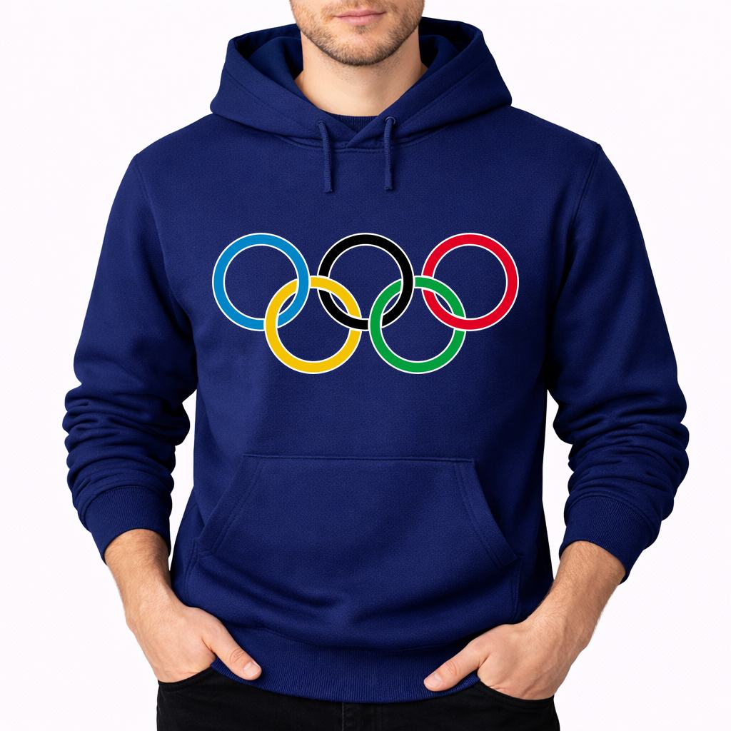 Men's Olympic Ring BK Pullover Hoodie - Navy