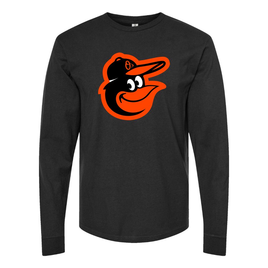 Men's Baltimore Orioles Long sleeves Cotton Blend T-Shirt - Black