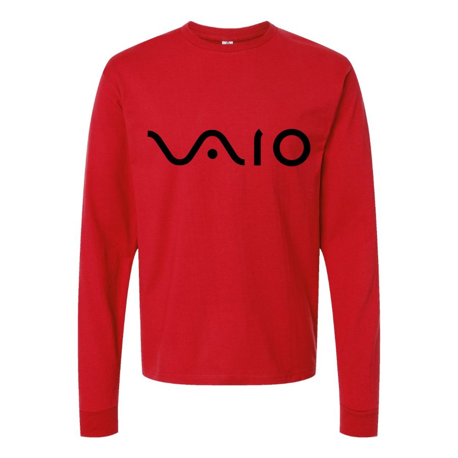 Men's sony-vaio-curvy-logo-Black Long sleeves Cotton Blend T-Shirt - Red