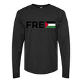 Men's Free Palestine Black Long sleeves Cotton Blend T-Shirt - Black