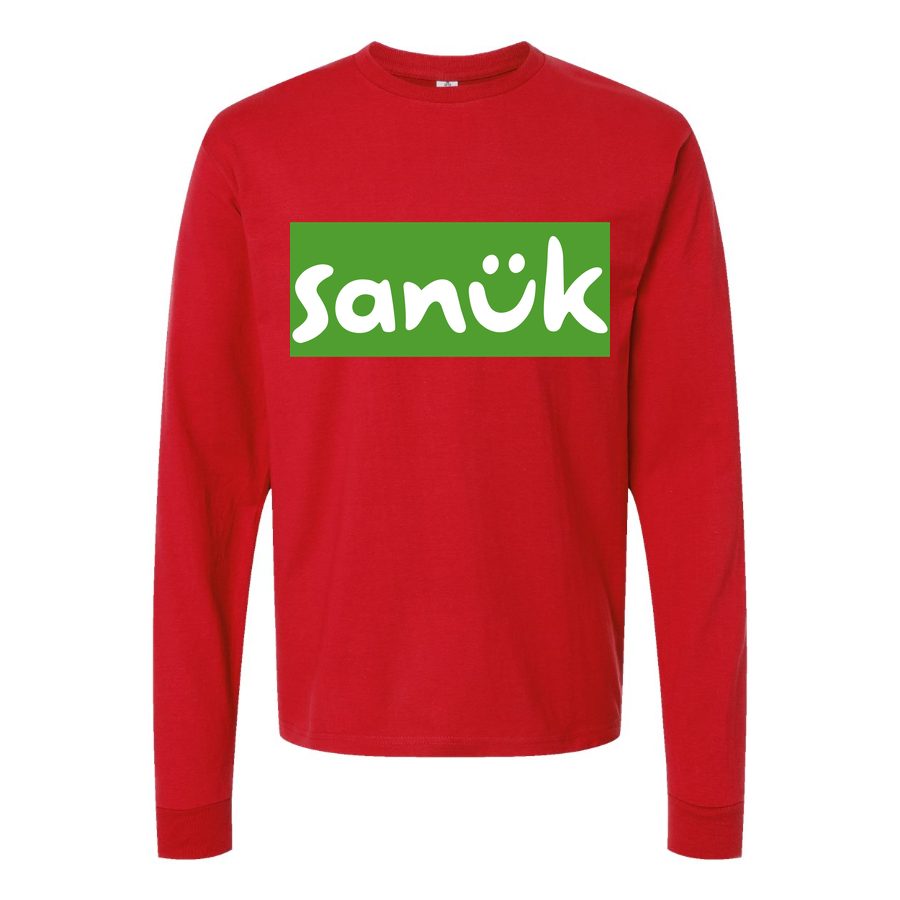 Men's Sanuk-Logo-1536x864 Long sleeves Cotton Blend T-Shirt - Red