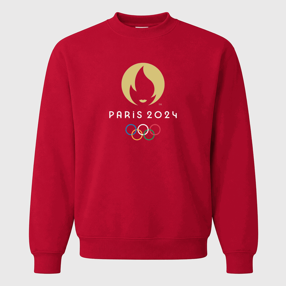 Men's Olympics 2024 Paris White Logo Crewneck Sweatshirt - Red