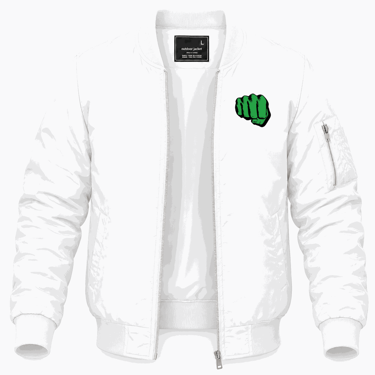 Men's Hulk Punch Lightweight Bomber Jacket - White