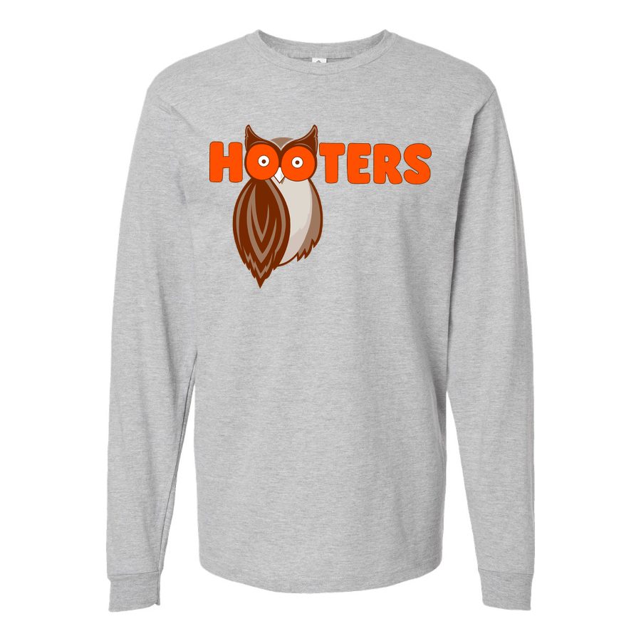 Men's Hooters Long sleeves Cotton Blend T-Shirt - Gray
