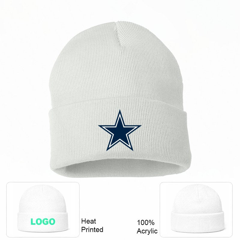Dallas Cowboys White Beanie Hat