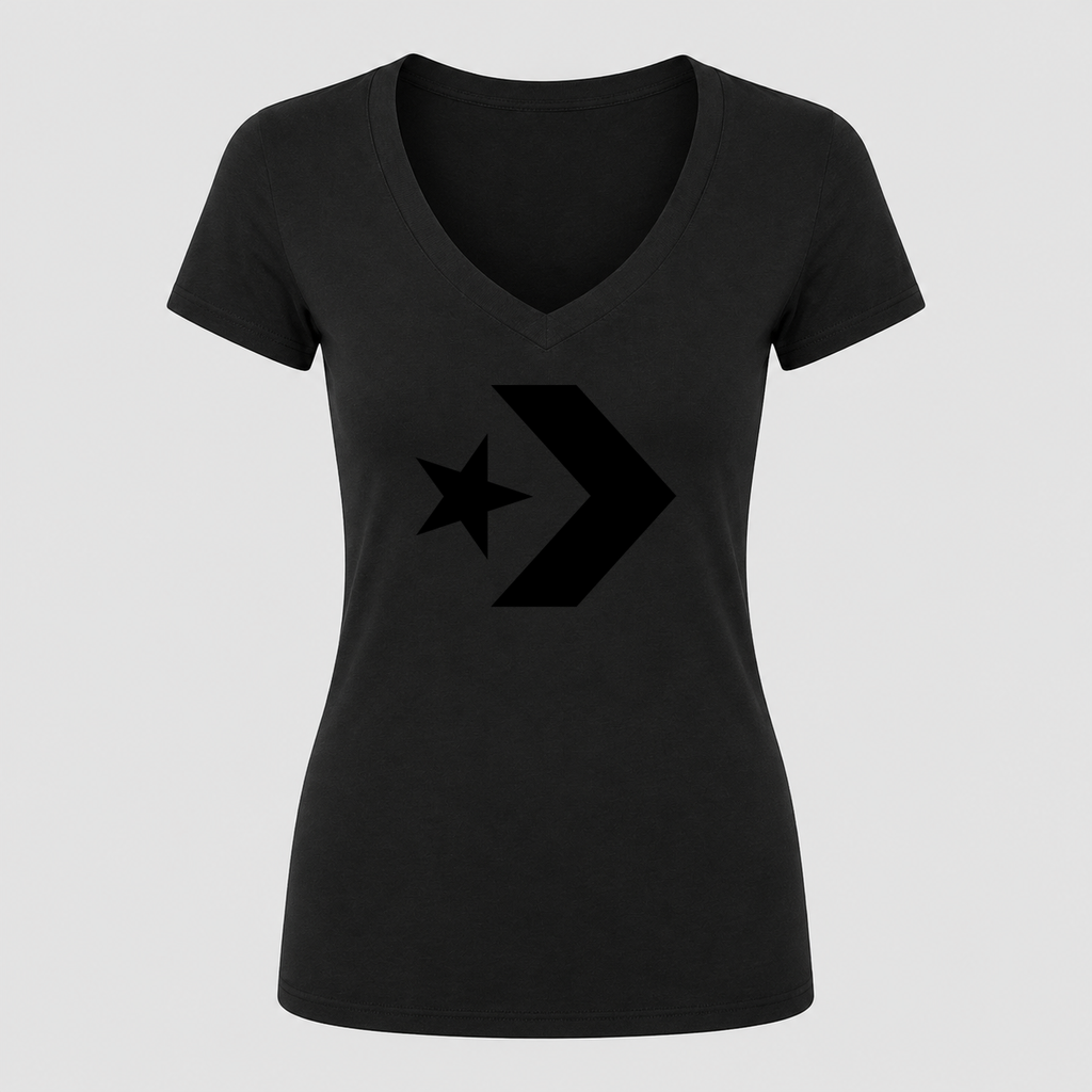 Women's Converse V Neck T-Shirt in black