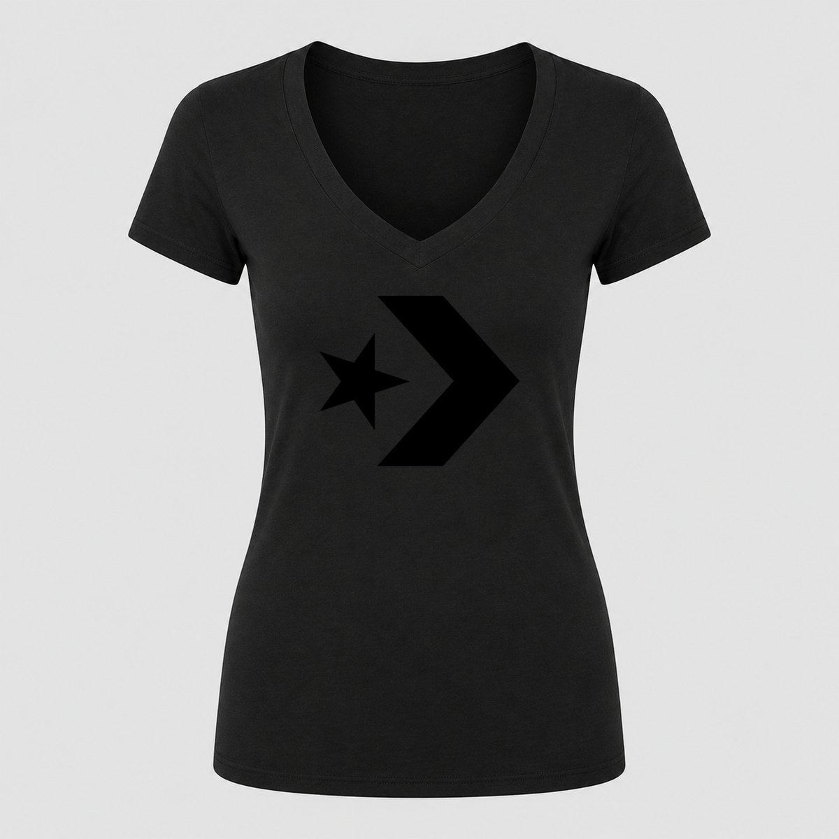 Women's Converse V Neck T-Shirt in black