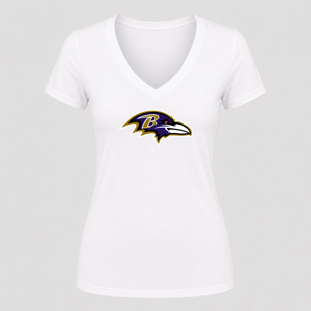 Women's Baltimore Ravens V Neck T-Shirt in white