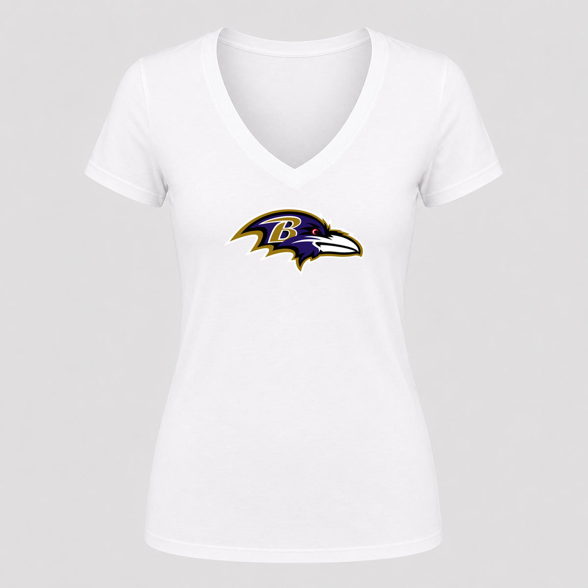 Women's Baltimore Ravens V Neck T-Shirt in white