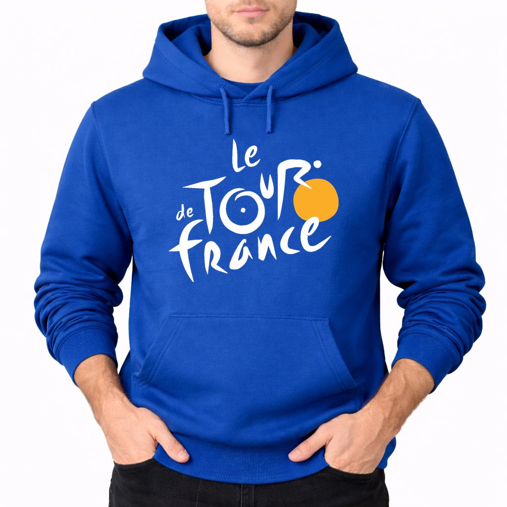 Men's Tour de France White Pullover Hoodie - Blue