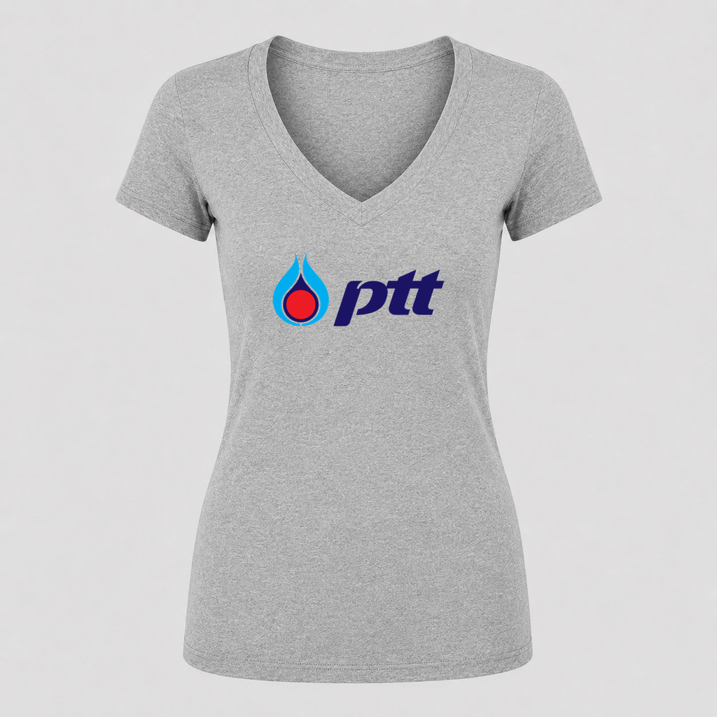 Women's PTT V Neck T-Shirt in gray