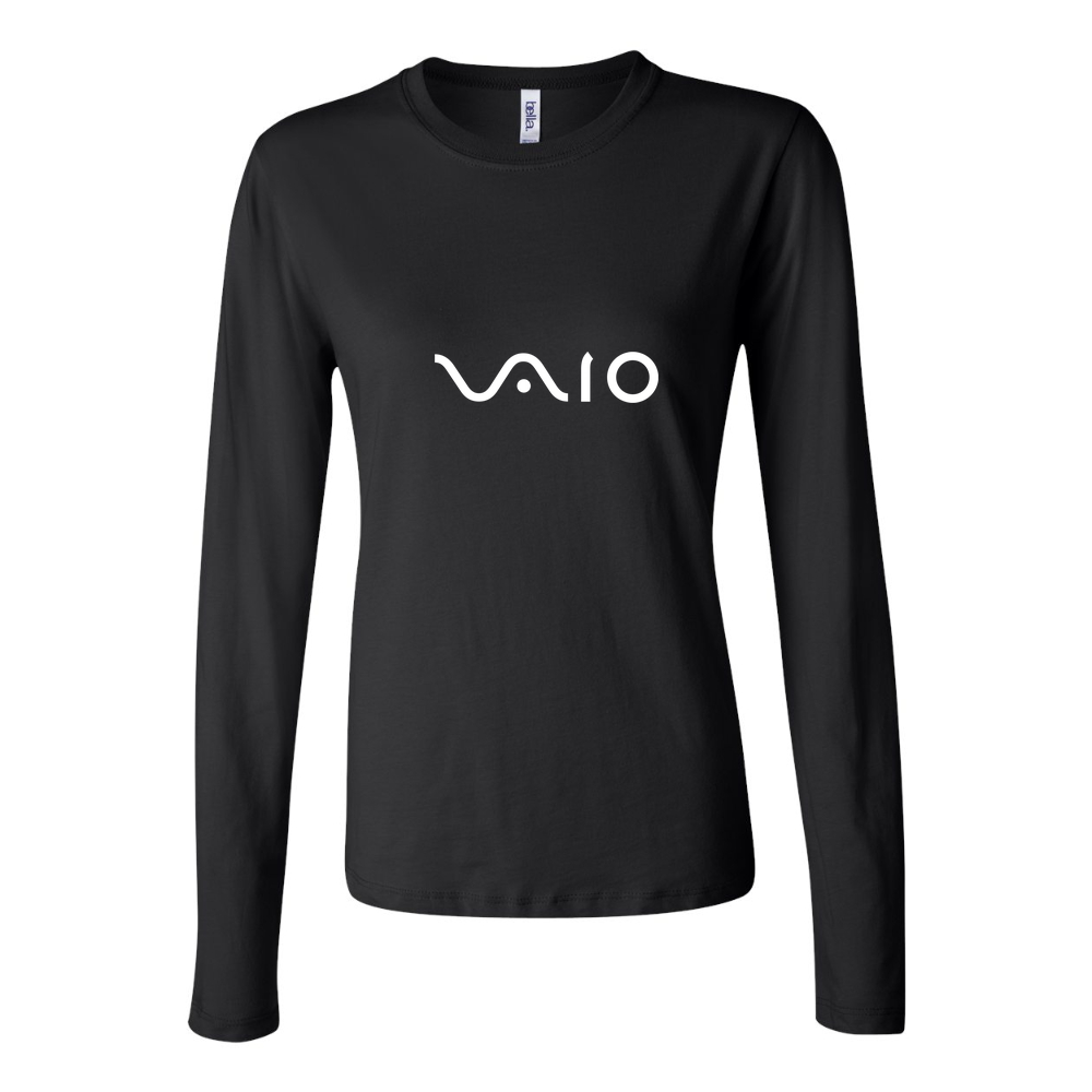 Women's sony vaio curvy logo White Long Sleeve T-Shirt - Black