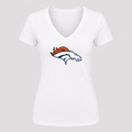 Women's Denver Broncos V Neck T-Shirt in white