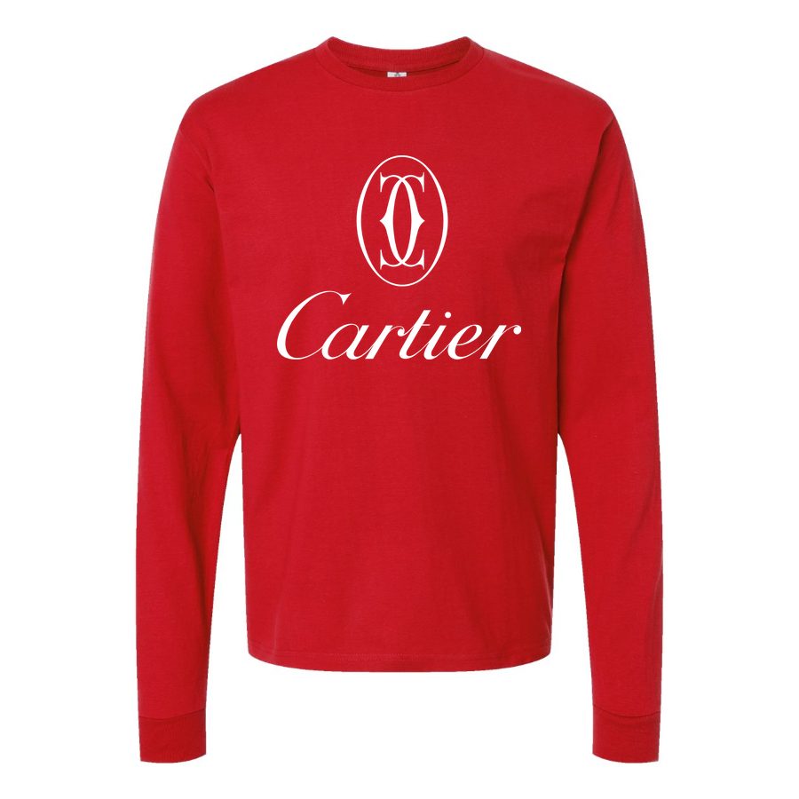 Men's Cartier white logo Long sleeves Cotton Blend T-Shirt - Red