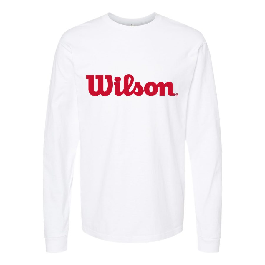 Men's Wilson-Logo-1024x640 Long sleeves Cotton Blend T-Shirt - White