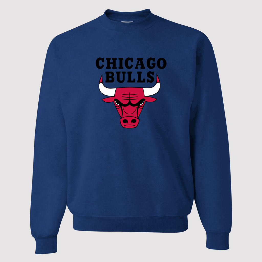 Men's Chicago Bulls Black Logo Crewneck Sweatshirt - Blue