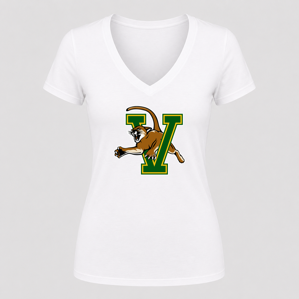 Women's Vermont Catamounts V Neck T-Shirt in white