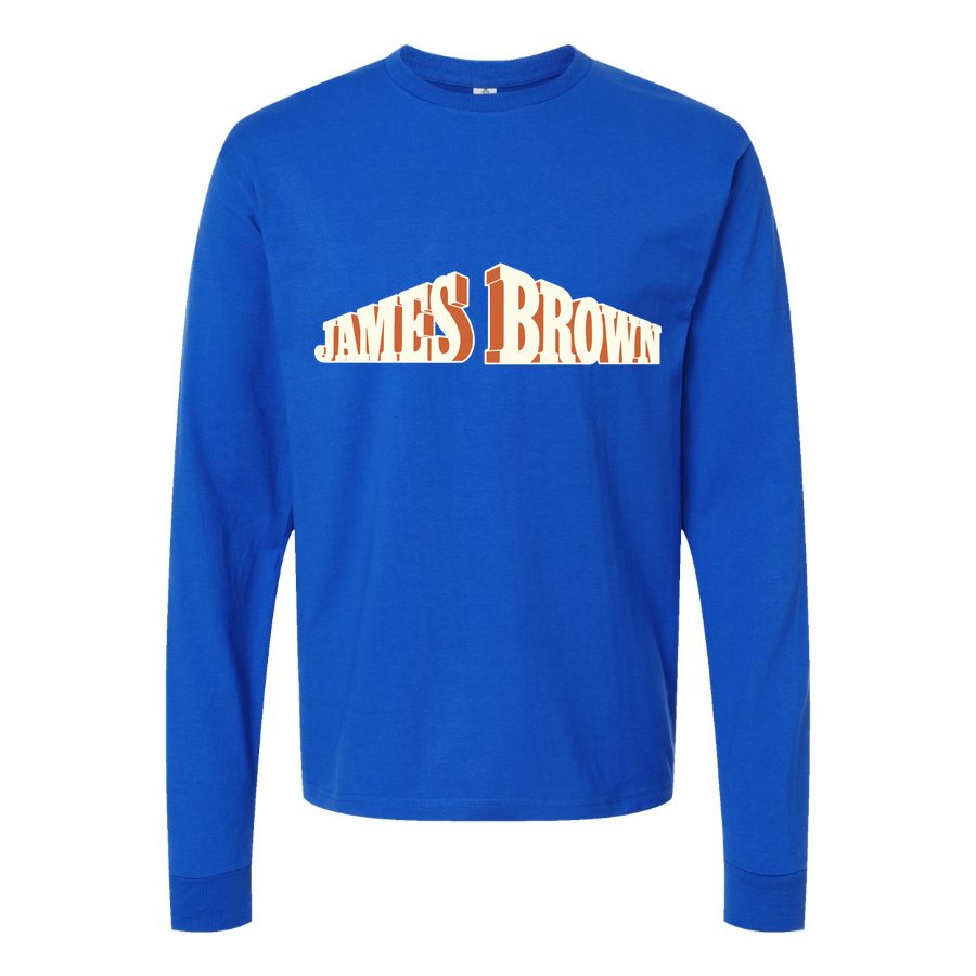 Men's James-Brown-Logo Long sleeves Cotton Blend T-Shirt - Blue
