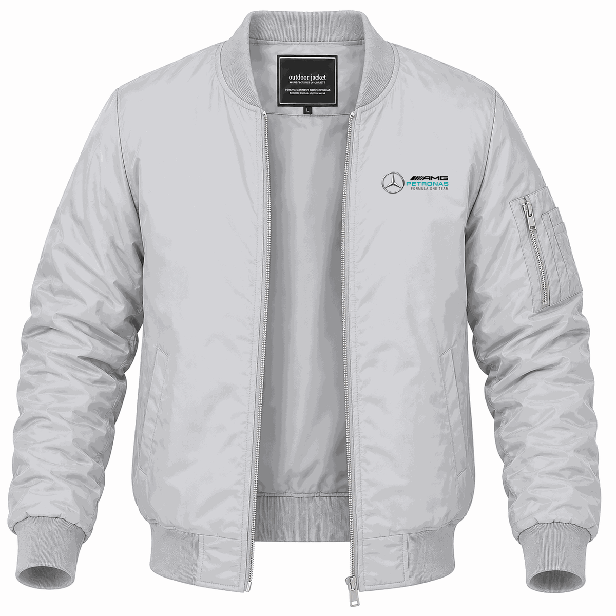 Men's Mercedes AMG Petronas Formula One Team Lightweight Bomber Jacket - Gray