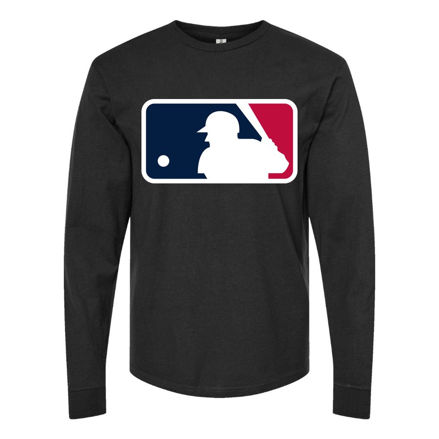 Men's Major League Baseball logo Long sleeves Cotton Blend T-Shirt - Black