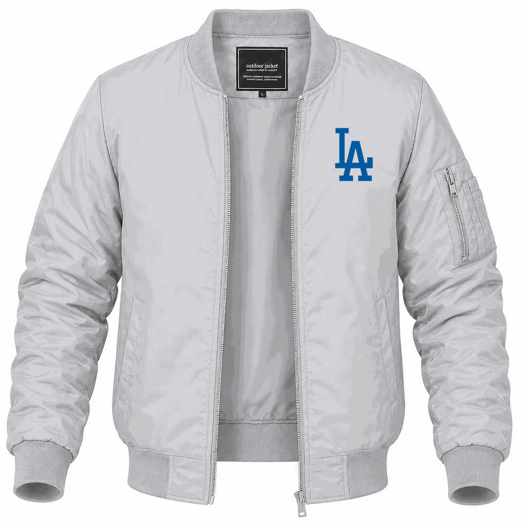 Men's Los Angeles Dodgers Lightweight Bomber Jacket - Gray
