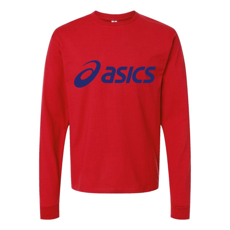 Men's Asics-Logo-1536x864 Long sleeves Cotton Blend T-Shirt - Red