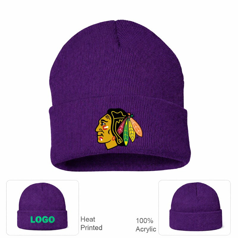Chicago Blackhawks Purple Beanie Hat