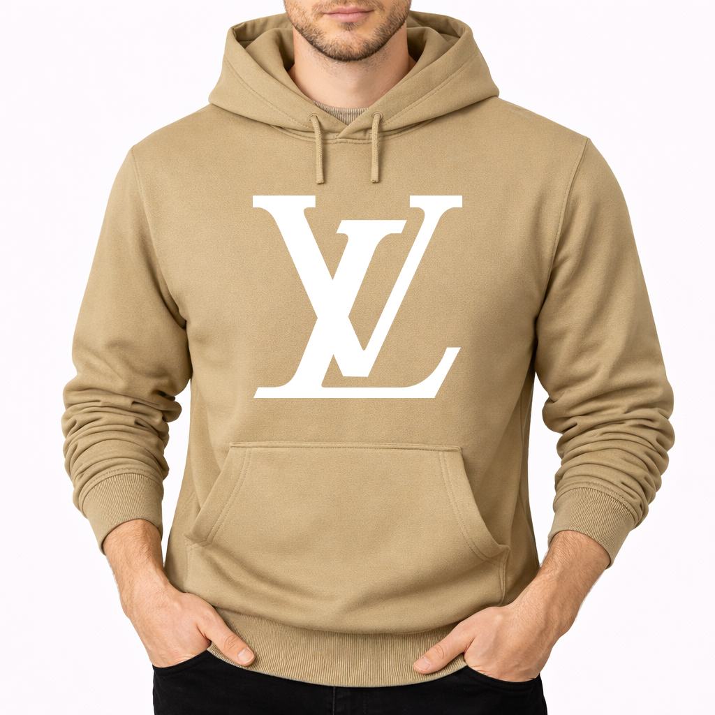 Men's Louis Vuitton White Pullover Hoodie - Tan