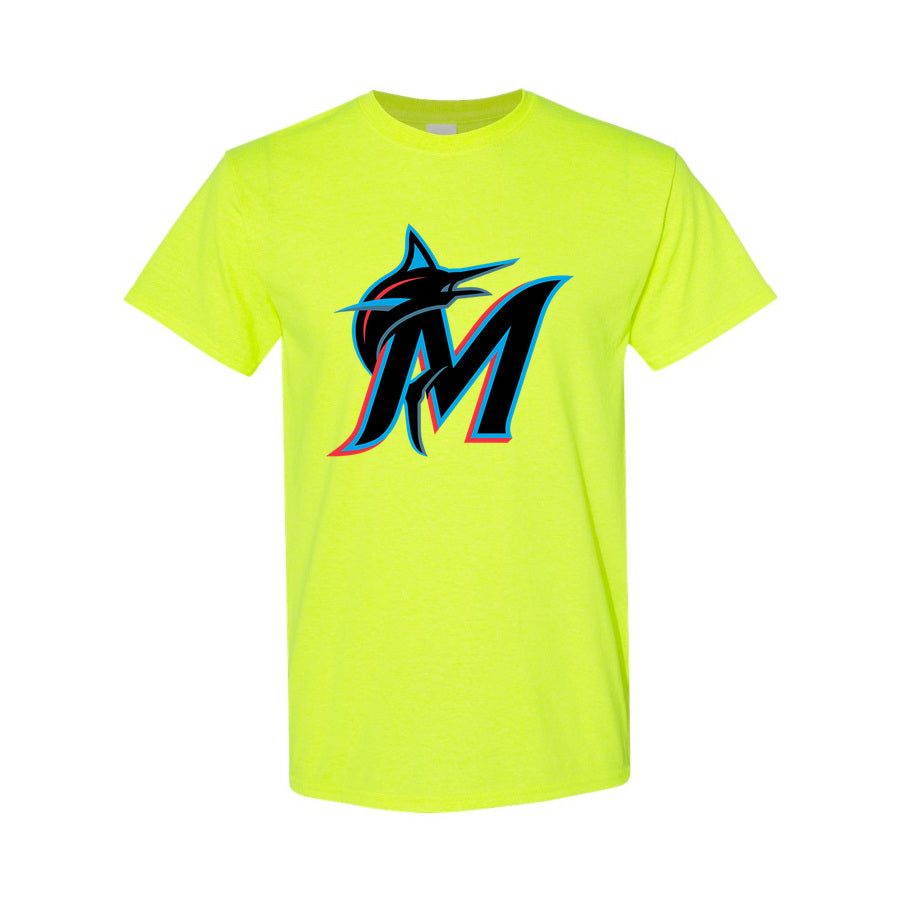 Men's Miami Marlins Cotton T-Shirt - Safety Green