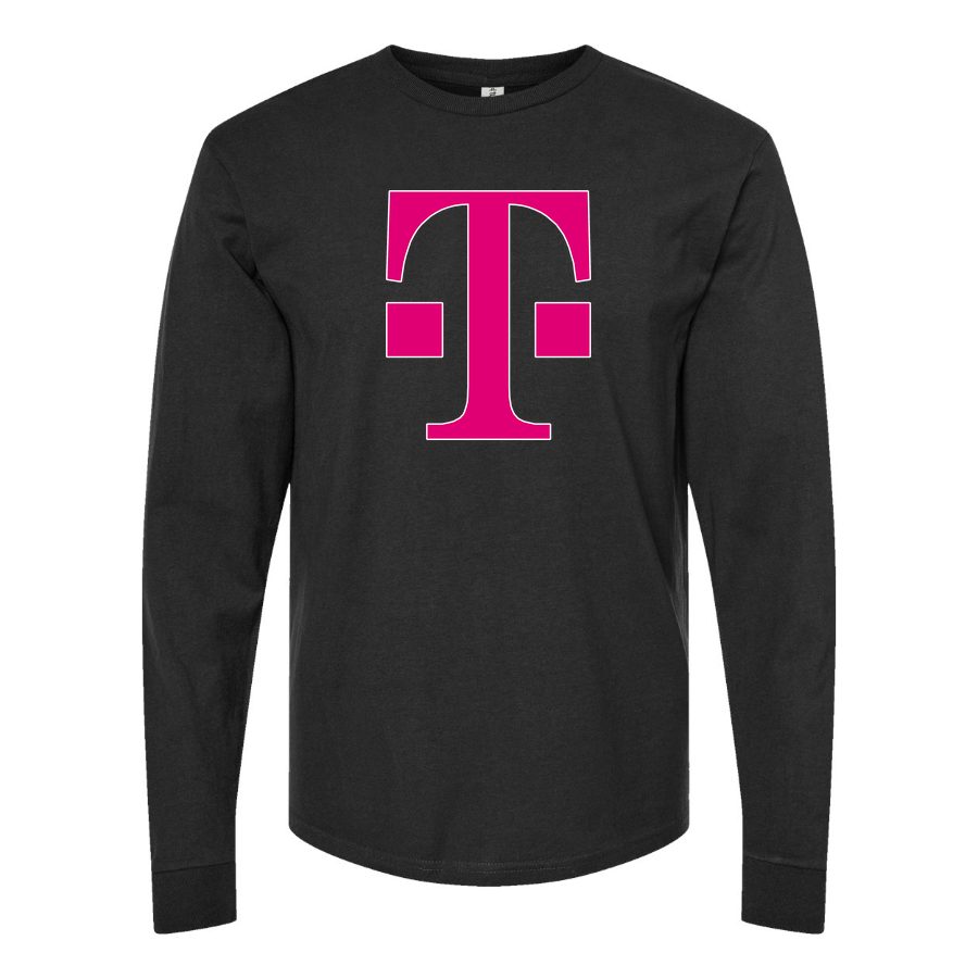 Men's T-Mobile-Logo-PNG-HD Long sleeves Cotton Blend T-Shirt - Black