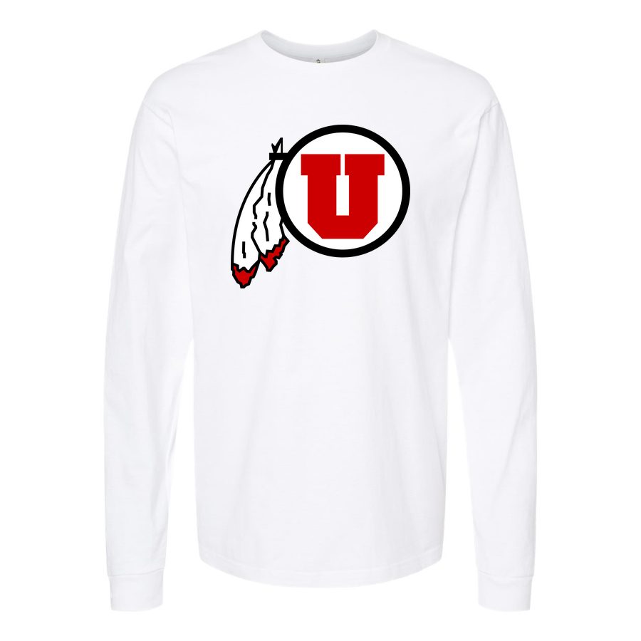 Men's Utah Utes Logo Long sleeves Cotton Blend T-Shirt - White