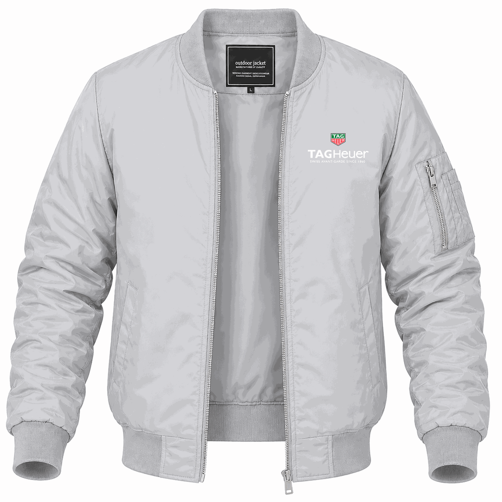 Men's TAG Heuer white Lightweight Bomber Jacket - Gray