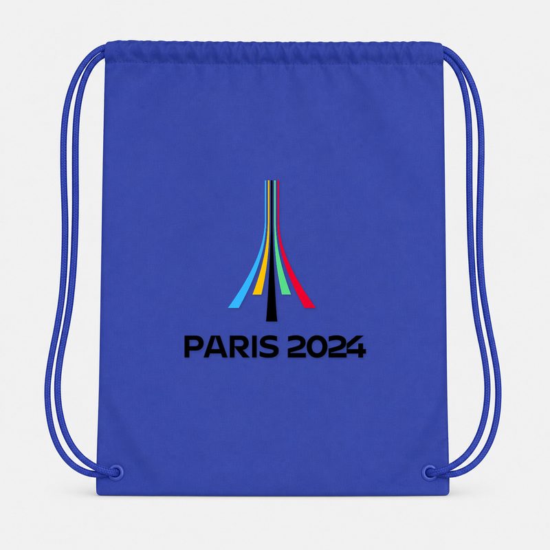 Paris 2024 Olympics Black Drawstring Bag - Blue