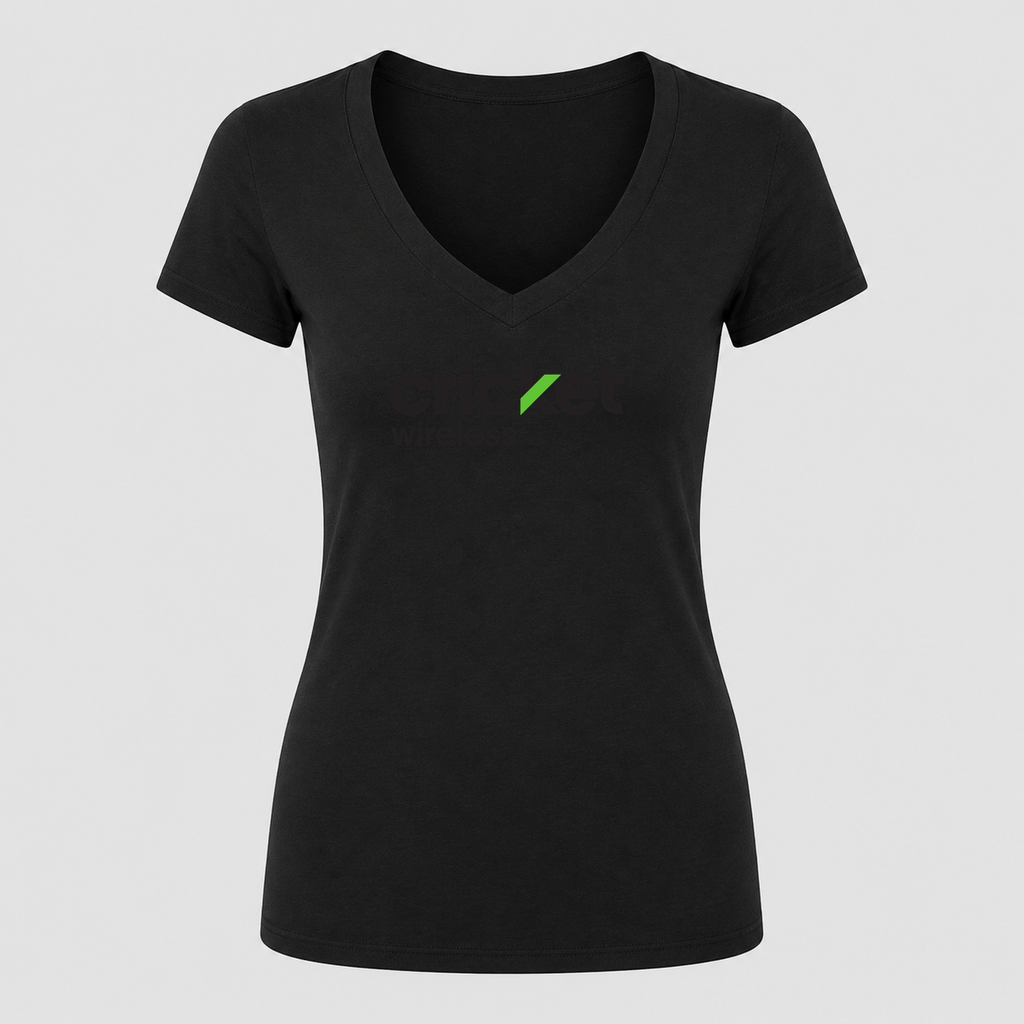 Women's Cricket Wireless V Neck T-Shirt in black