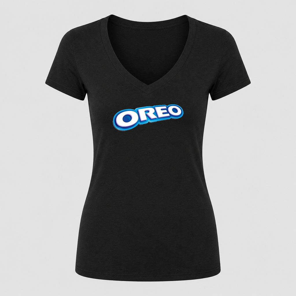 Women's Oreo V Neck T-Shirt in black