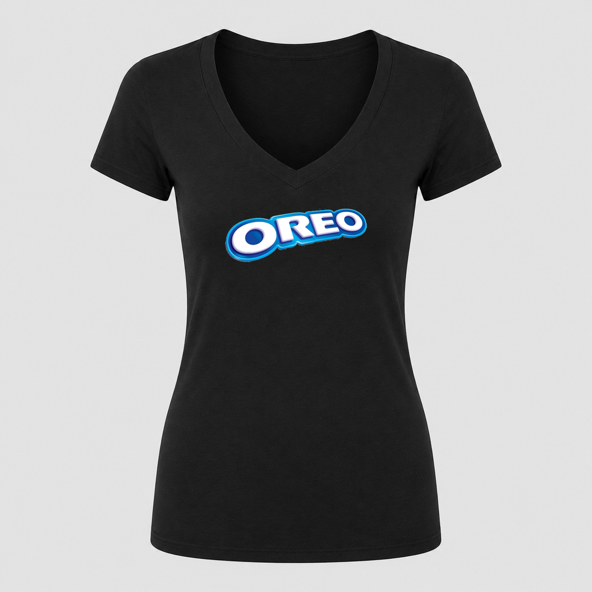 Women's Oreo V Neck T-Shirt in black