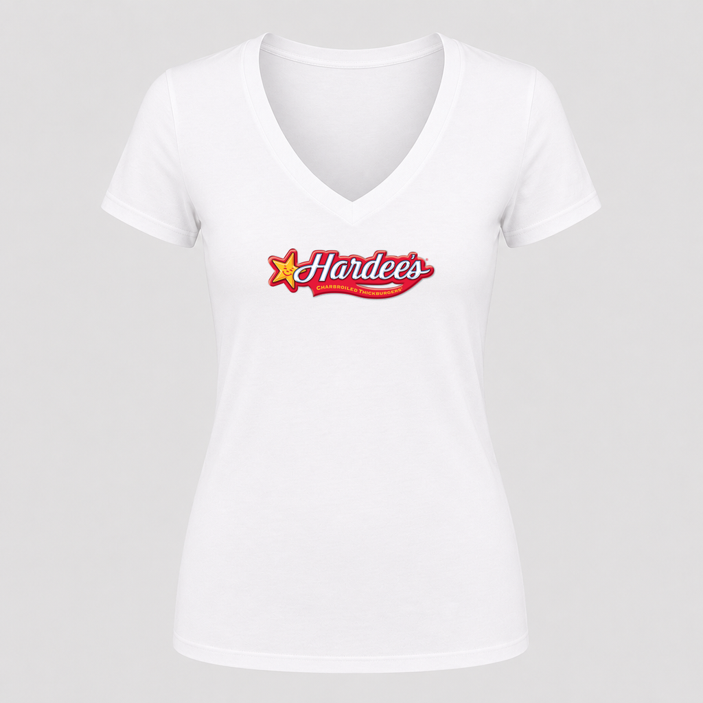 Women's Hardee’s V Neck T-Shirt in white