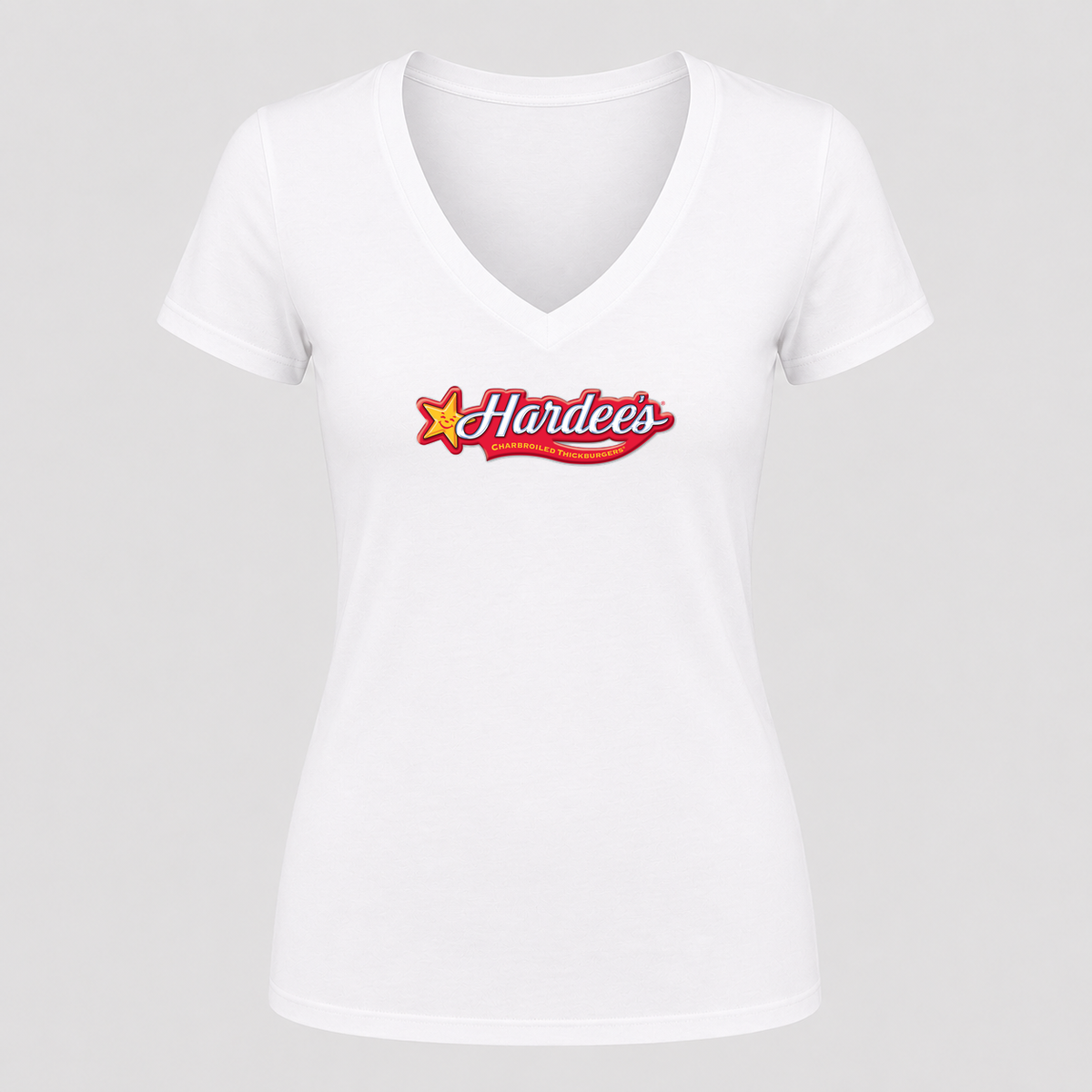 Women's Hardee’s V Neck T-Shirt in white