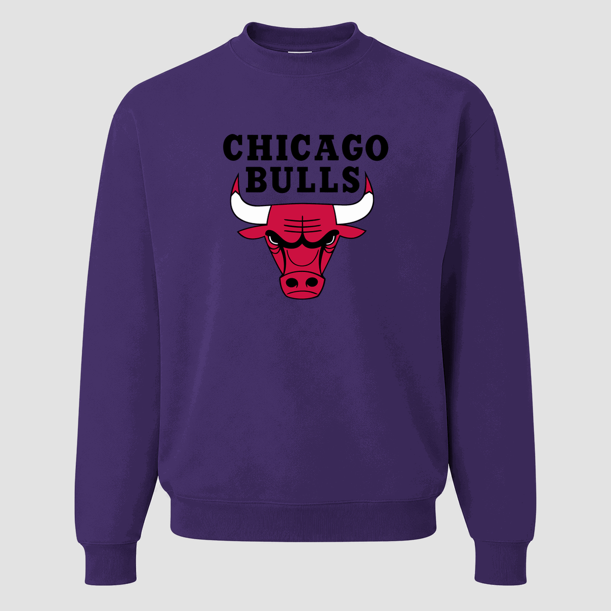 Men's Chicago Bulls Black Logo Crewneck Sweatshirt - Purple