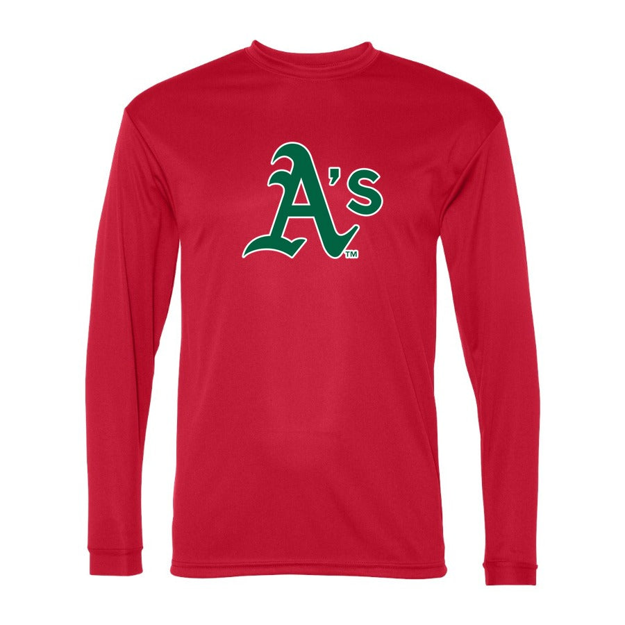 Men's Oakland Athletics Polyester Long Sleeve T-Shirt - Red