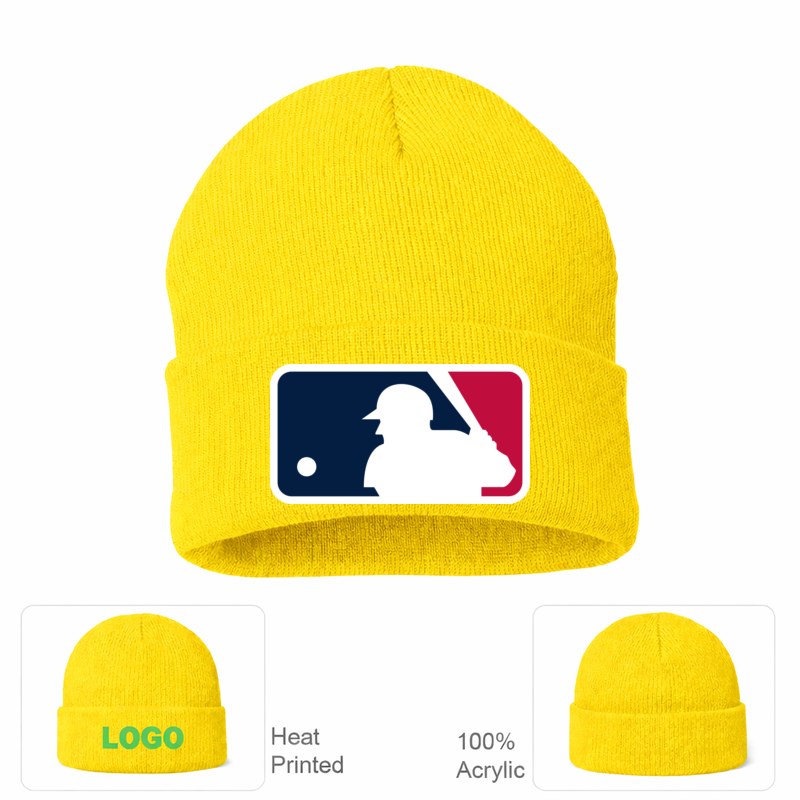 Major League Baseball Logo Yellow Beanie Hat