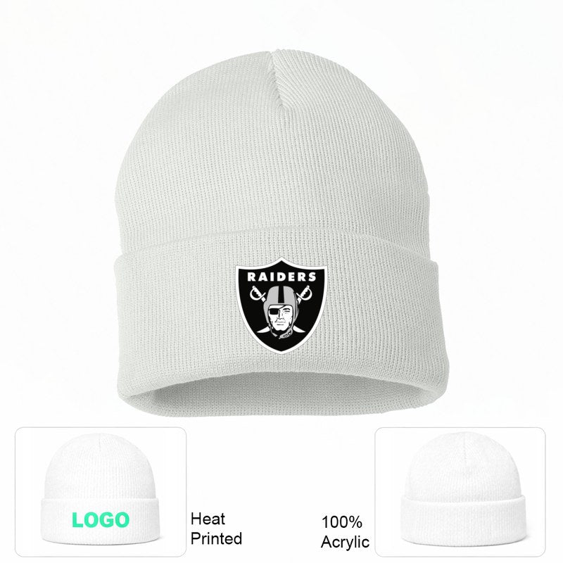 Las Vegas Raiders White Beanie Hat