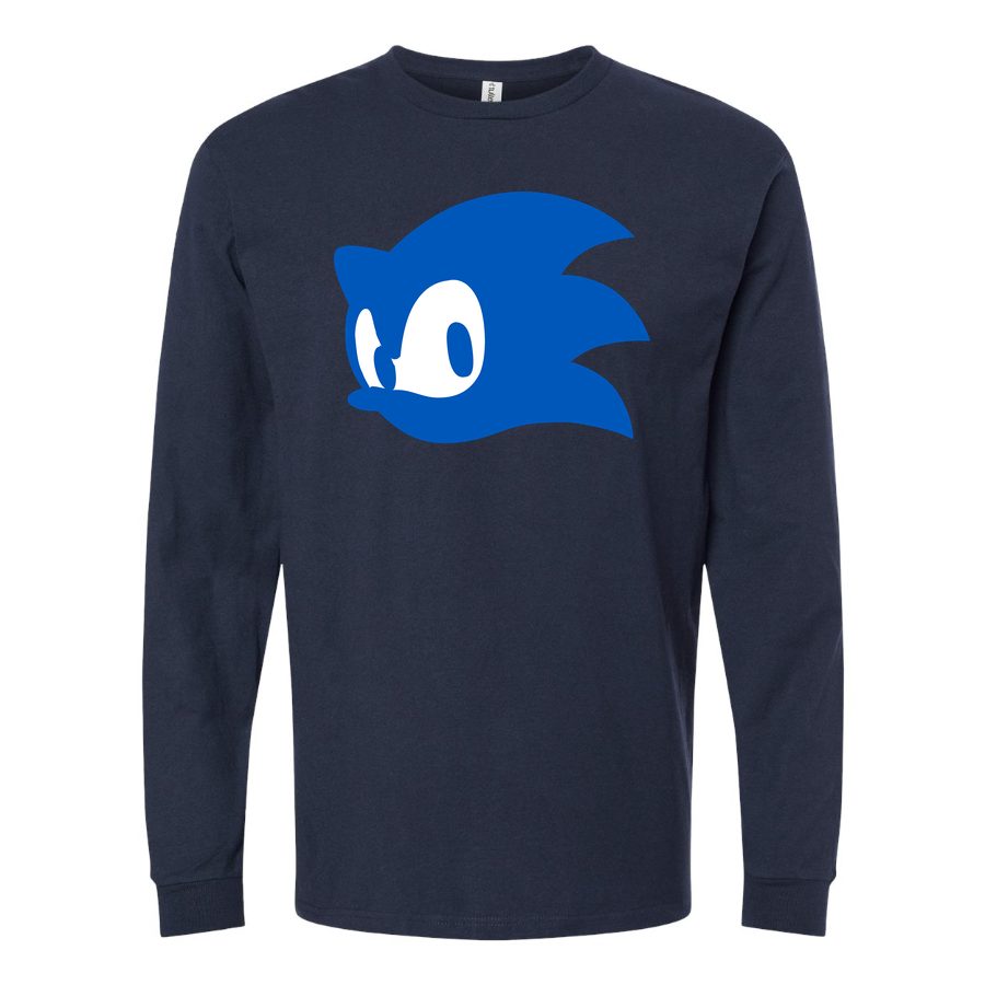 Men's Sonic Long sleeves Cotton Blend T-Shirt - Navy