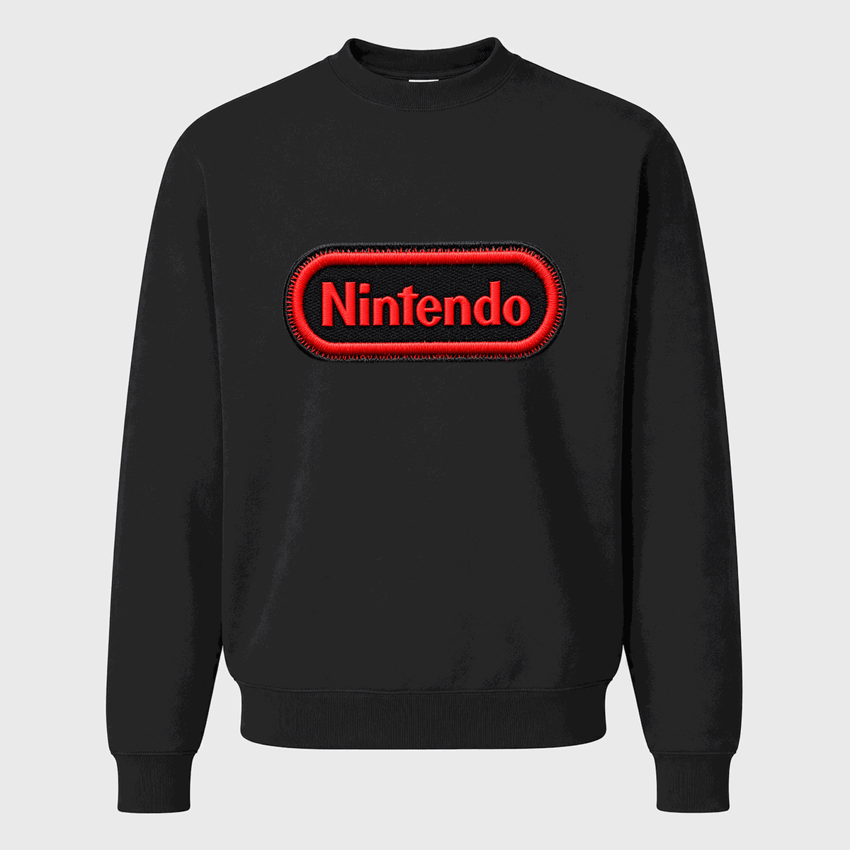 Men's Nintendo Embroidery Crewneck Sweatshirt - Black